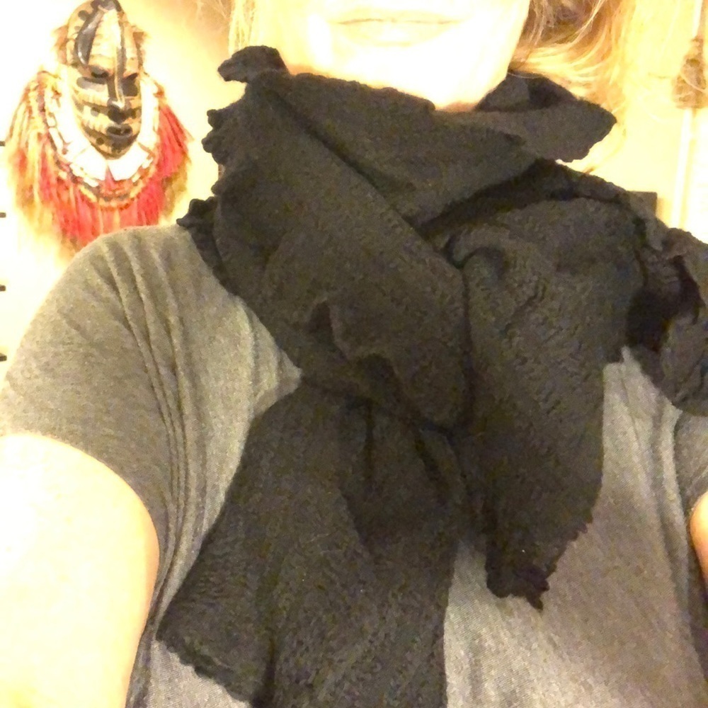 Cotton scarf 70” soft crapey material Ruffly edges & lightweight Minimalist chic